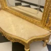 Casa Padrino Barock Spiegelkonsole mit Marmorplatte Gold / Creme - Prunkvolle Barock Konsole mit Spiegel - Garderoben Möbel Barockstil - Barock Möbel - Antik Stil Möbel - Edel & Prunkvoll