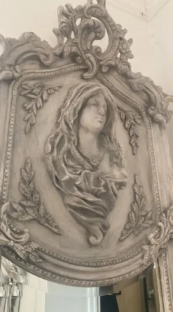 Casa Padrino Barock Spiegel Madonna Grau - Handgefertigter Antik Stil Wandspiegel - Garderoben Spiegel - Wohnzimmer Spiegel - Barock Möbel