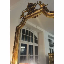 Casa Padrino Barock Spiegel mit Engelsfiguren Gold H. 175 cm - Möbel im Barockstil