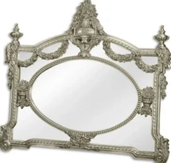 Casa Padrino Barock Spiegel Silber 131 x H. 116,5 cm - Garderoben Spiegel - Wohnzimmer Spiegel - Prunkvoller Wandspiegel im Barockstil