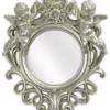 Casa Padrino Barock Spiegel Silber 35,8 x H. 51 cm - Antik Stil Wandspiegel mit dekorativen Engelsfiguren - Wohnzimmer Spiegel - Garderoben Spiegel - Barock Möbel