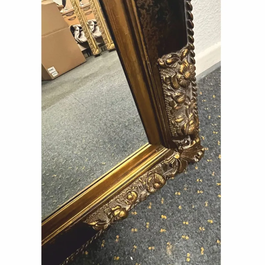 Casa Padrino Barock Spiegel Schwarz / Antik Gold H. 94 cm - Barockstil Möbel