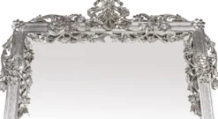 Casa Padrino Barock Spiegel Silber 112 x 6 x H. 224 cm - Prunkvoller Wandspiegel mit eleganten Verzierungen - Barock Garderoben Spiegel - Barockstil Wandspiegel - Barock Möbel - Edel & Prunkvoll