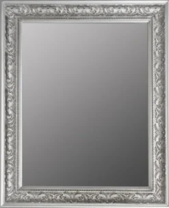 Casa Padrino Barock Spiegel Silber 52 x H. 62 cm - Handgefertigter Barock Wandspiegel mit Facettenschliff und wunderschönen Verzierungen