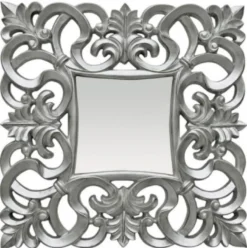 Casa Padrino Barock Spiegel Silber 76 x H. 76 cm - Quadratischer Wandspiegel im Barockstil - Prunkvoller Antik Stil Garderoben Spiegel - Barock Interior - Barock Möbel