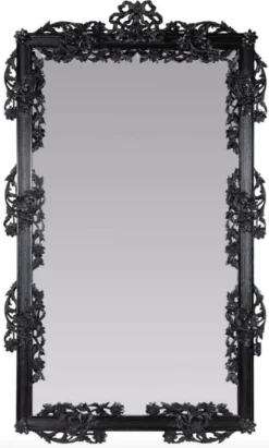Casa Padrino Barock Spiegel / Wandspiegel Schwarz 122 x H. 224 cm - Barockstil Möbel