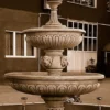 Casa Padrino Barock Springbrunnen Grau Ø 150 x H. 280 cm - Prunkvoller Gartenbrunnen im Barockstil - Runder Gartendeko Stein Brunnen - Barock Garten Deko Accessoires