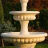 Casa Padrino Barock Springbrunnen Sandfarben Ø 120 x H. 163 cm - Prunkvoller Gartenbrunnen im Barockstil - Runder Gartendeko Stein Brunnen - Barock Garten Deko Accessoires