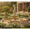 Casa Padrino Barock Springbrunnen Beige Ø 152 x H. 240 cm - Prunkvoller Gartenbrunnen