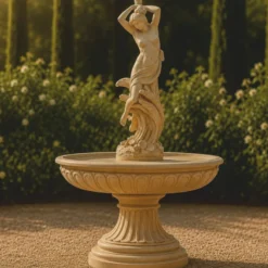Casa Padrino Barock Springbrunnen Beige Ø 152 x H. 240 cm - Prunkvoller Gartenbrunnen