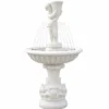 Casa Padrino Barock Springbrunnen mit Wasserdüsenring Weiß Ø 92 x H. 167 cm - Prunkvoller Barockstil Gartenbrunnen - Barock Garten Deko
