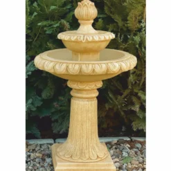 Casa Padrino Barock Springbrunnen Beige Ø 51 x H. 91 cm - Garten Deko Brunnen