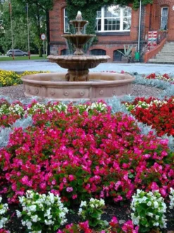 Casa Padrino Barock Springbrunnen mit Umrandung Braun Ø 265 x H. 180 cm - Gartenbrunnen - Gartendeko Brunnen - Prunkvolle Barock Garten Deko Accessoires