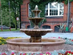 Casa Padrino Barock Springbrunnen mit Umrandung Braun Ø 265 x H. 180 cm - Gartenbrunnen - Gartendeko Brunnen - Prunkvolle Barock Garten Deko Accessoires