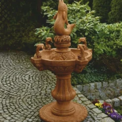 Casa Padrino Barock Springbrunnen Delphine Braun Ø 80 x H. 140 cm - Barockstil Brunnen