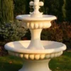 Casa Padrino Barock Springbrunnen Sandfarben Ø 120 x H. 157 cm - Prunkvoller Gartenbrunnen im Barockstil - Runder Gartendeko Stein Brunnen - Barock Garten Deko Accessoires