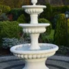 Casa Padrino Barock Springbrunnen Weiß Ø 120 x H. 186 cm - Prunkvoller Gartenbrunnen im Barockstil - Runder Gartendeko Stein Brunnen - Barock Garten Deko Accessoires
