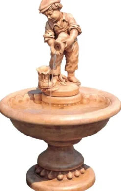 Casa Padrino Barock Springbrunnen Junge Beige Ø 70 x H. 113 cm