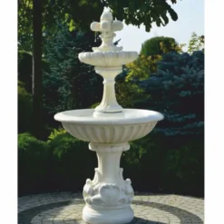 Casa Padrino Barock Springbrunnen Weiß Ø 92 x H. 181 cm - Nostalgischer Gartenbrunnen