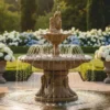 Casa Padrino Barock Springbrunnen Braun Ø 145 x H. 215 cm - Prunkvoller Gartenbrunnen