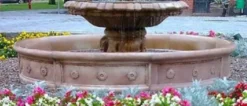 Casa Padrino Barock Springbrunnen Umrandung Braun Ø 265 x H. 40 cm - Runde Gartenbrunnen Umrandung - Brunnen Umrandung - Prunkvolle Gartendeko im Barockstil