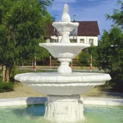 Casa Padrino Barock Springbrunnen Weiß Ø 145 x H. 180 cm - Garten Deko Brunnen