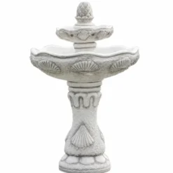 Casa Padrino Barock Springbrunnen Grau Ø 57 x H. 100 cm - Prunkvoller Gartenbrunnen - Barockstil Garten & Terrassen Deko