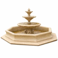 Casa Padrino Barock Springbrunnen Beige Ø 350 x H. 180 cm - Barockstil Garten Deko