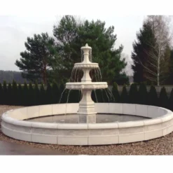 Casa Padrino Barock Springbrunnen mit Brunnenumrandung Grau Ø 800 x H. 400 cm - Riesiger Nostalgischer Gartenbrunnen - Hotel Brunnen - Garten Deko