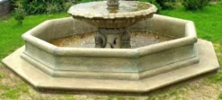 Casa Padrino Barock Springbrunnen Umrandung Antik Grau Ø 350 x H. 35 cm - Prunkvolle Gartenbrunnen Umrandung - Brunnen Umrandung - Prunkvolle Gartendeko im Barockstil
