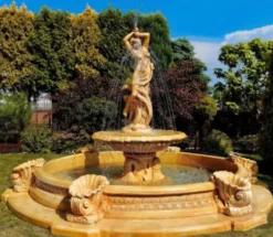 Casa Padrino Barock Springbrunnen Ø 445 x H. 234 cm - Prunkvoller Gartenbrunnen mit Meermuschel Wasserspeier