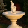 Casa Padrino Barock Springbrunnen Sandfarben Ø 102 x H. 136 cm - Prunkvoller Gartenbrunnen im Barockstil - Runder Gartendeko Stein Brunnen - Barock Garten Deko Accessoires