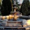 Casa Padrino Barock Springbrunnen / Gartenbrunnen Junge mit Goldfisch Grau Ø 490 x H. 190 cm - Großer 3-Stufiger Brunnen mit Umrandung