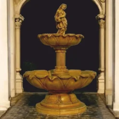 Casa Padrino Barock Springbrunnen Antik Beige Ø 145 x H. 215 cm - Prunkvoller Gartenbrunnen