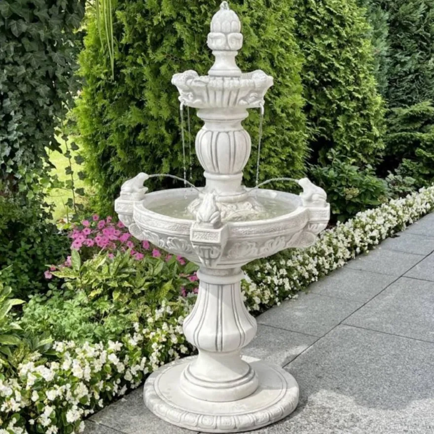 Casa Padrino Barock Springbrunnen Grau Ø 80 x H. 147 cm