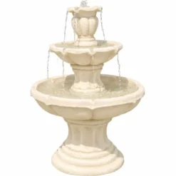 Casa Padrino Barock Springbrunnen Sandfarben Ø 65 x H. 100 cm - Garten Deko