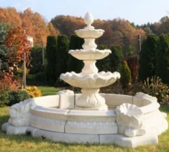 Casa Padrino Barock Springbrunnen Umrandung Weiß Ø 270 x H. 44 cm - Prunkvolle Gartenbrunnen Umrandung - Brunnen Umrandung - Prunkvolle Gartendeko im Barockstil