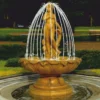 Casa Padrino Barock Springbrunnen Antik Beige Ø 145 x H. 210 cm - Prunkvoller Gartenbrunnen