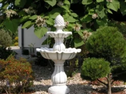 Casa Padrino Barock Springbrunnen Grau Ø 79 x H. 141 cm - Prunkvoller Gartenbrunnen - Gartendeko Brunnen - Barock & Jugendstil Garten Deko Accessoires