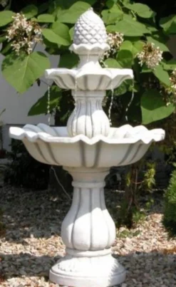 Casa Padrino Barock Springbrunnen Grau Ø 79 x H. 141 cm - Prunkvoller Gartenbrunnen - Gartendeko Brunnen - Barock & Jugendstil Garten Deko Accessoires