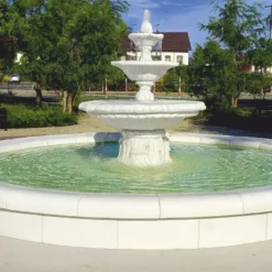 Casa Padrino Barock Springbrunnen mit Umrandung Weiß Ø 465 x H. 180 cm - Garten Deko Brunnen