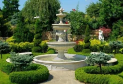 Casa Padrino Barock Springbrunnen Umrandung Weiß Ø 265 x H. 40 cm - Runde Gartenbrunnen Umrandung - Brunnen Umrandung - Prunkvolle Gartendeko im Barockstil