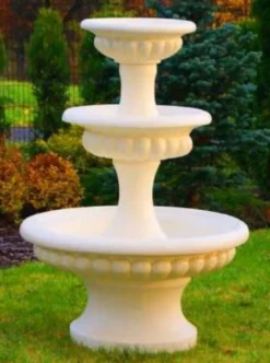 Casa Padrino Barock Springbrunnen Sandfarben Ø 120 x H. 171 cm - Prunkvoller Gartenbrunnen - Gartendeko Brunnen - Barock & Jugendstil Garten Deko Accessoires