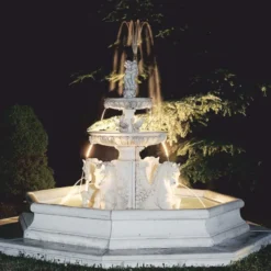 Casa Padrino Barock Springbrunnen mit Umrandung Weiß Ø 320 x H. 215 cm