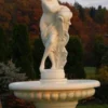 Casa Padrino Barock Springbrunnen Sandfarben Ø 120 x H. 196 cm - Prunkvoller Gartenbrunnen im Barockstil - Runder Gartendeko Stein Brunnen - Barock Garten Deko Accessoires