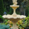 Casa Padrino Barock Springbrunnen Beige Ø 135 x H. 230 cm - Prunkvoller Gartenbrunnen im Barockstil - Runder Gartendeko Stein Brunnen - Barock Garten Deko Accessoires