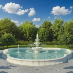 Casa Padrino Barock Springbrunnen Umrandung Weiß / Grau 950 x 900 cm - Prunkvolle Barock Garten Deko - Barockstil Garten Accessoires