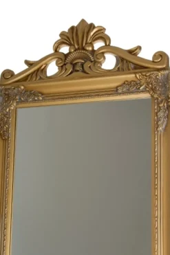 Casa Padrino Barock Standspiegel Gold mit wunderschönem antik-goldenem Barockrahmen und Ornamentaufsatz H. 180 cm - Handgefertigt
