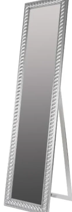 Casa Padrino Barock Standspiegel Silber mit wunderschönem antik-silbernem Kordelrahmen H. 180 cm - Handgefertigt