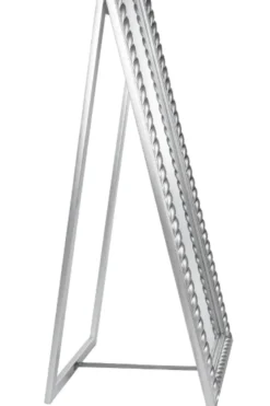 Casa Padrino Barock Standspiegel Silber mit wunderschönem antik-silbernem Kordelrahmen H. 180 cm - Handgefertigt